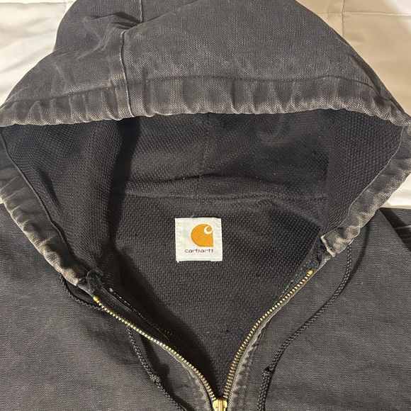 Carhartt Vintage Black Faded Hooded Canvas Work Jacket - Picture 3 of 11